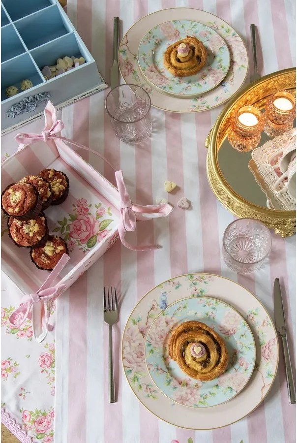 Bavlnená okrúhla utierka s kvetmi ruže Sweet Roses - Ø 80cm