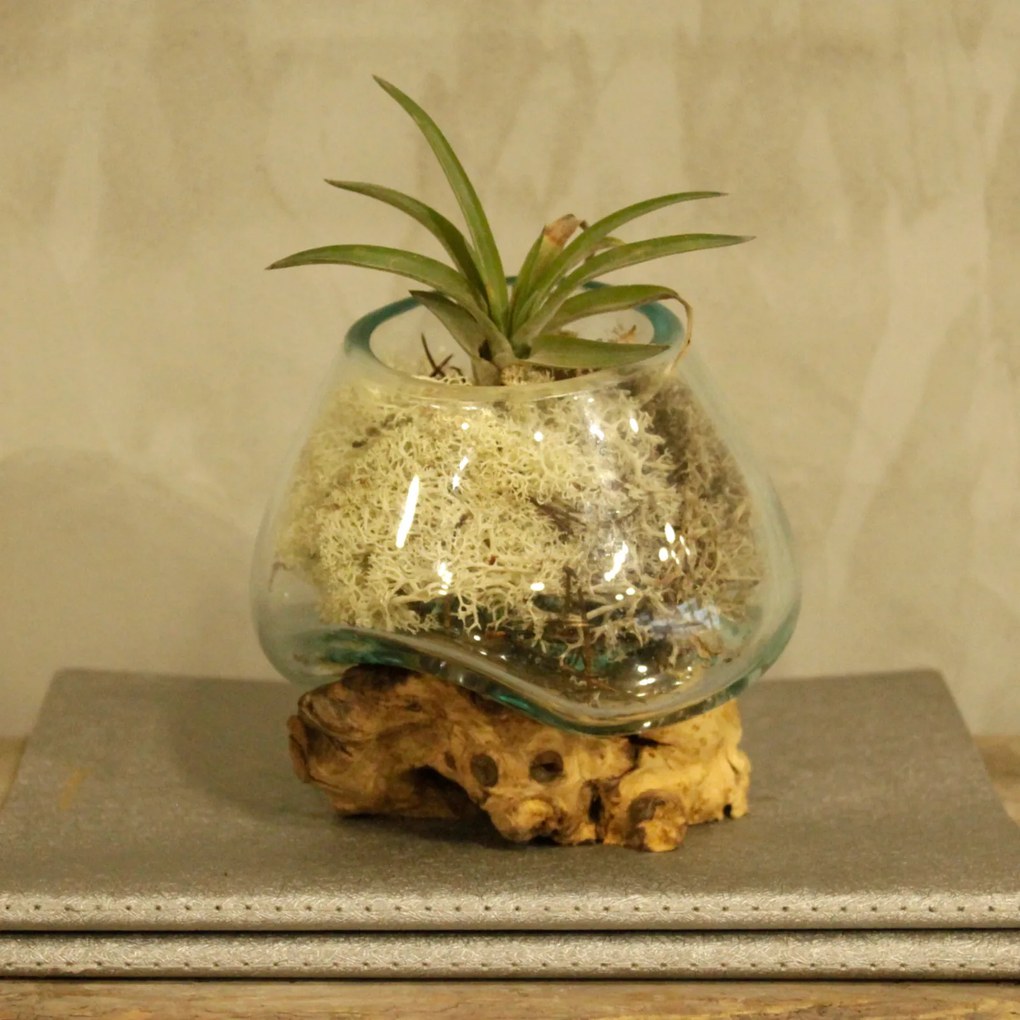 Roztavené sklo na dreve - Malá misa