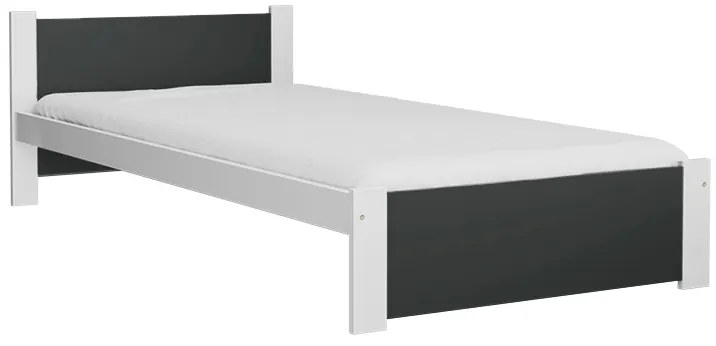 Posteľ IKAROS 90 x 200 cm, antracit/biela Rošt: S latkovým roštom, Matrac: Matrac DELUXE 10 cm