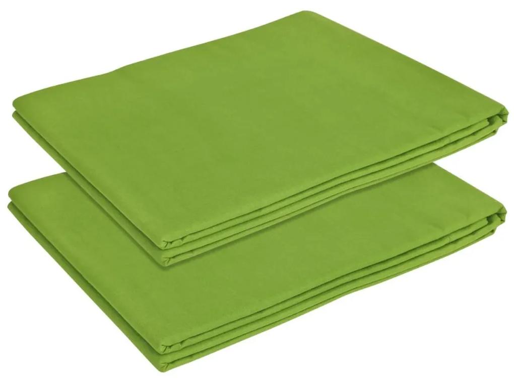 vidaXL Bavlnené plachty na posteľ, 2 ks, 146x260 cm, jablkovo-zelené