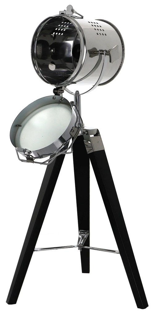 Dekorstudio Podlahová lampa TRIPOD na čiernej trojnožke s chrómovaným tienidlom