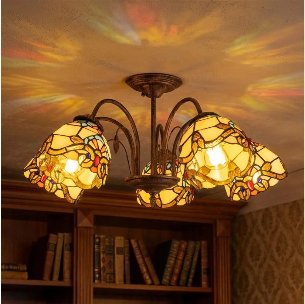 Brilagi - Tiffany vitrážový prisadený luster MIRABELLA 5xE27/60W/230V priemer 60 cm