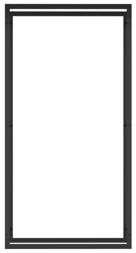 Stojan na krbové drevo matný čierny 80x28x154 cm oceľ