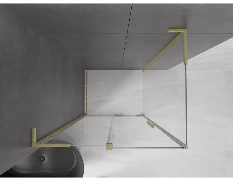 Mexen Velar L, sprchový kút s posuvnými dverami 110 x 75 cm, 8mm číre sklo, zlatá matná, 871-110-075-03-55