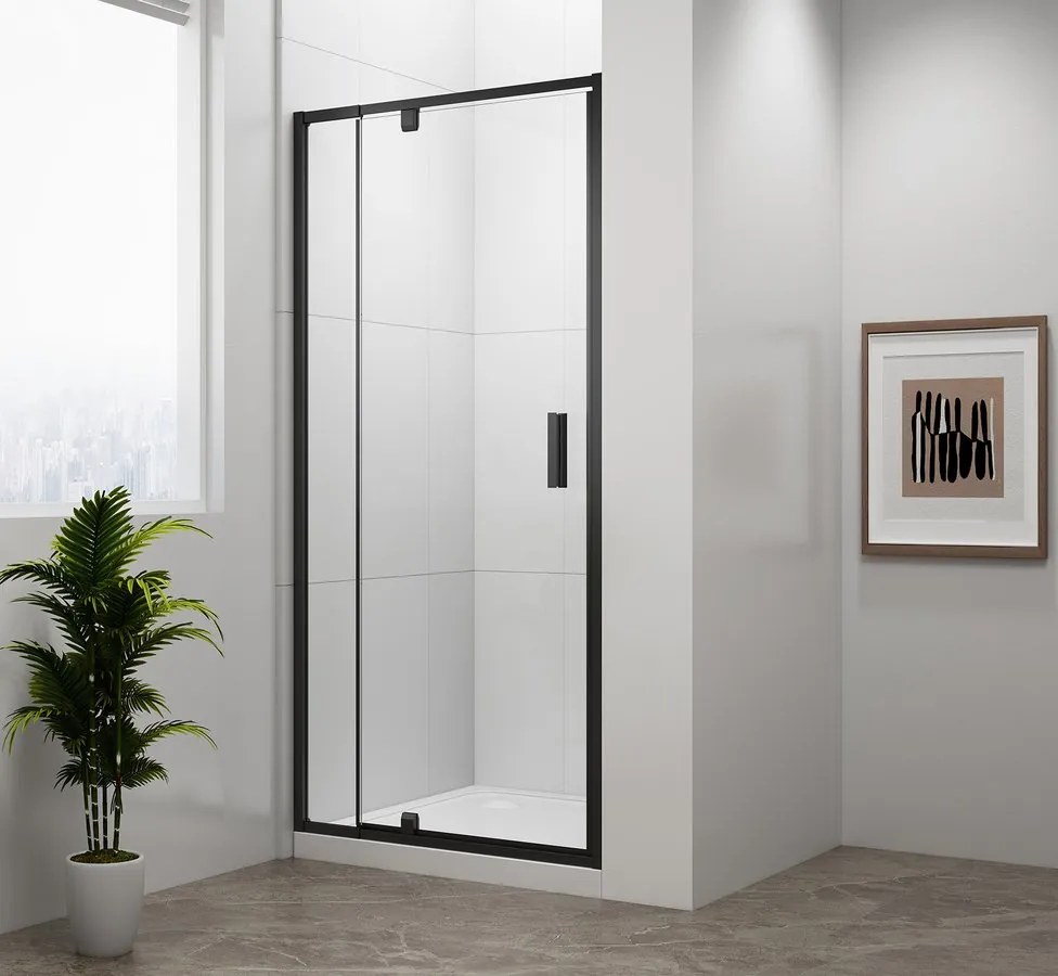 Polysan Polysan, EASY BLACK obdĺžniková sprchová zástena 900x800mm, číre sklo, EL5315B