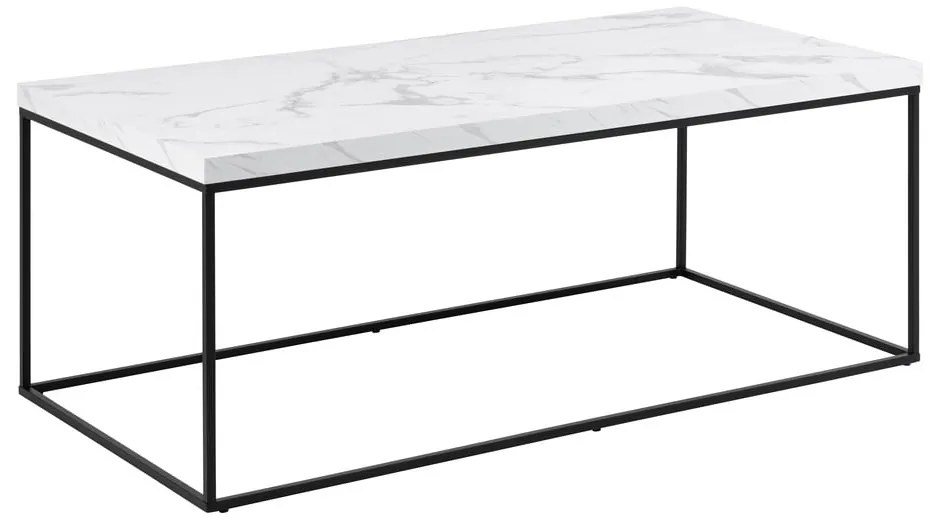 Biely konferenčný stolík s doskou v dekore mramoru 55x110 cm Barossa – Actona