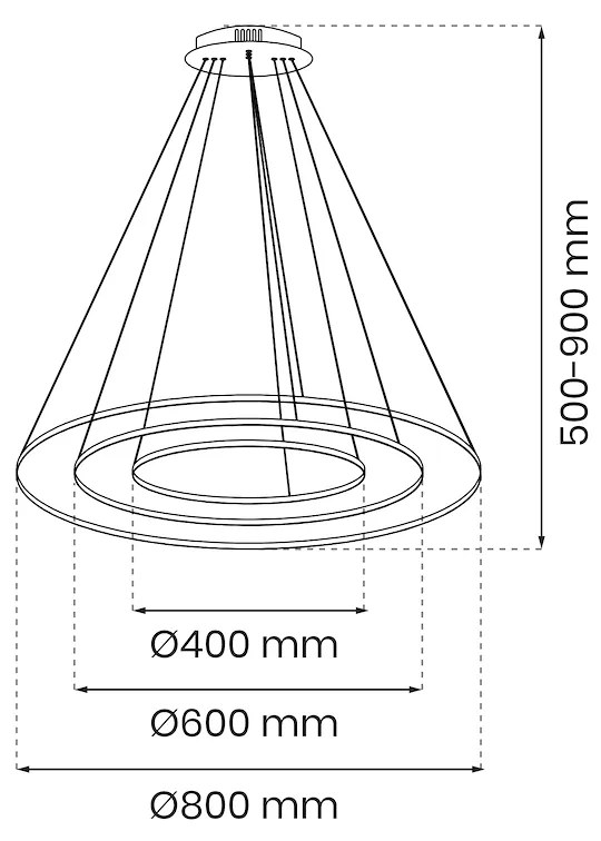 Závesné LED svietidlo Hoop, 3x LED 93w, 4000k, b