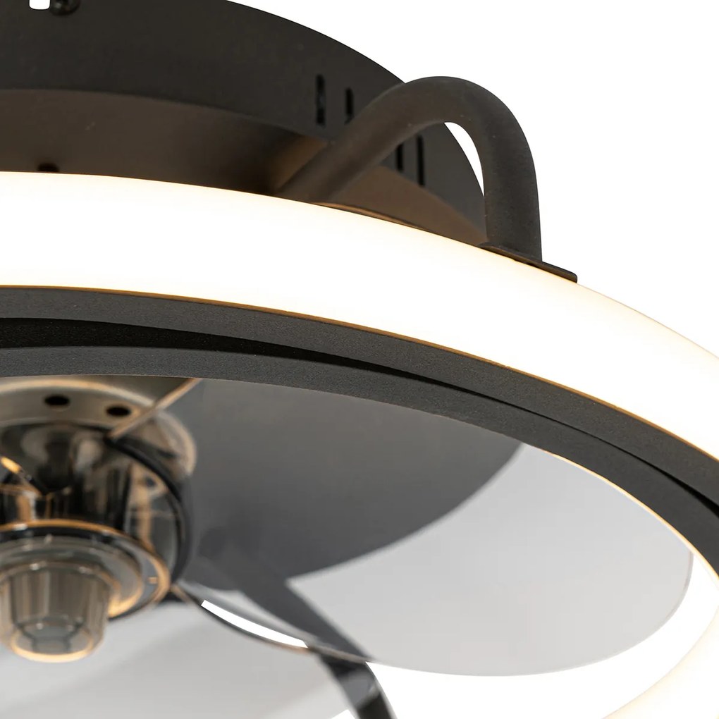 Stropný ventilátor čierny vrátane LED s diaľkovým ovládaním - Kees