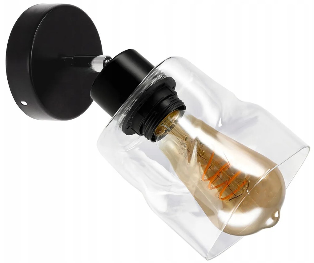 BERGE LED nástenné svietidlo E27, skladacie, priehľadné štvorcové