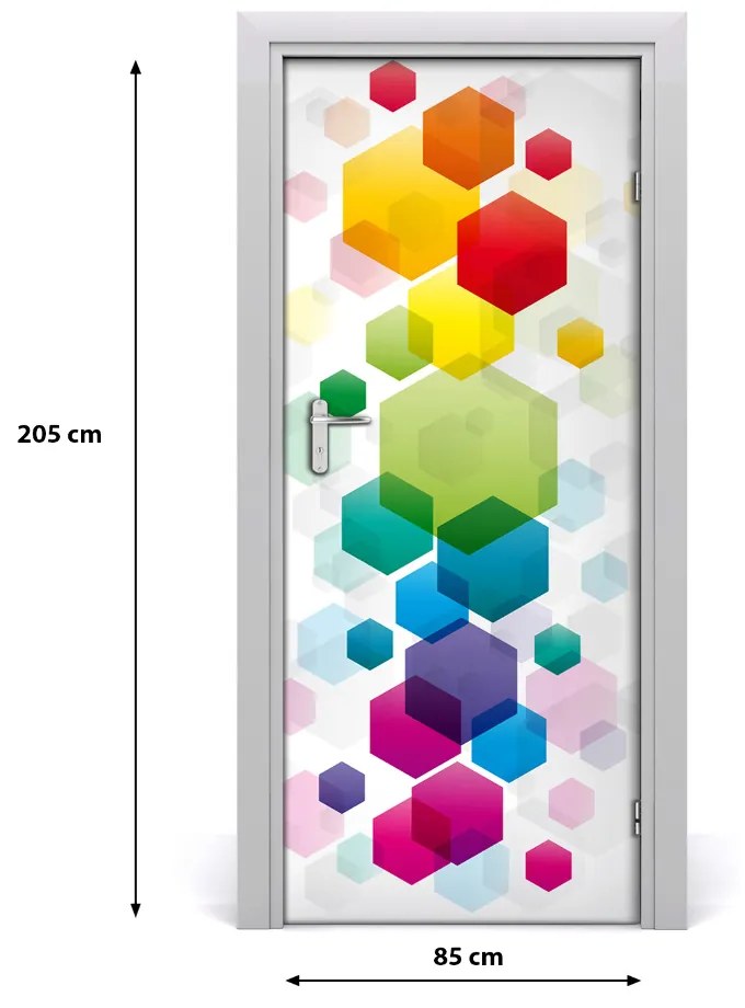 Samolepiace fototapety na dvere farebné šesťuholníky 85x205 cm