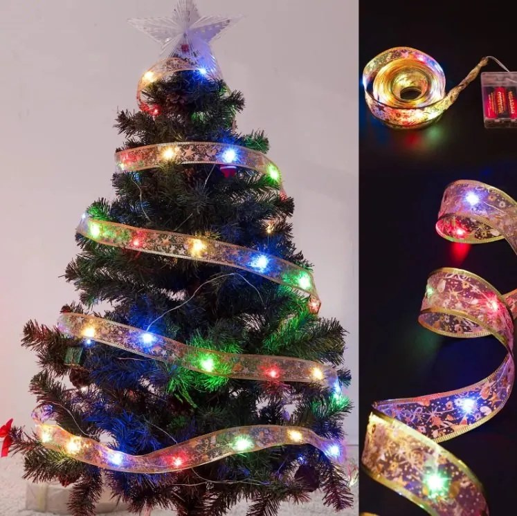 KIK KX5251 Vianočná stuha zlatá 100 LED, 10 m multicolor