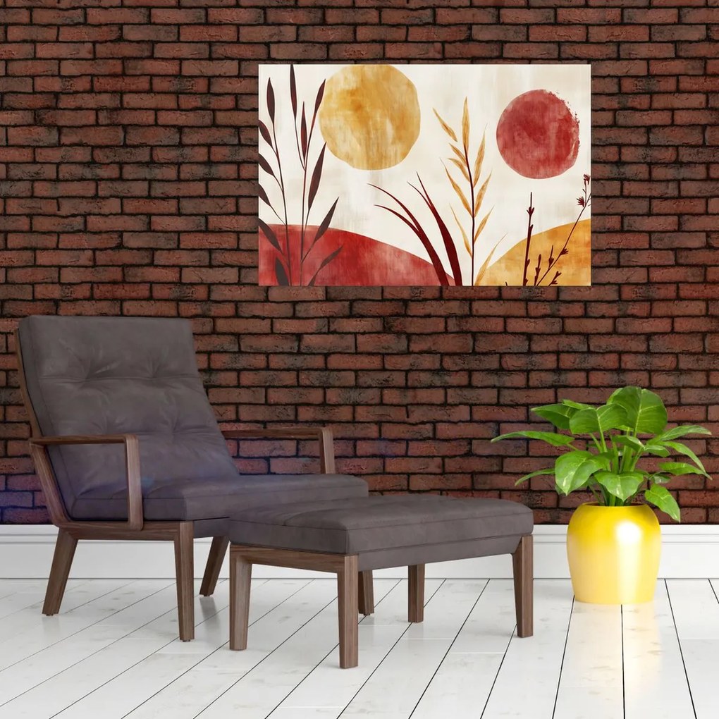Obraz - Rastliny a kruhy (90x60 cm)