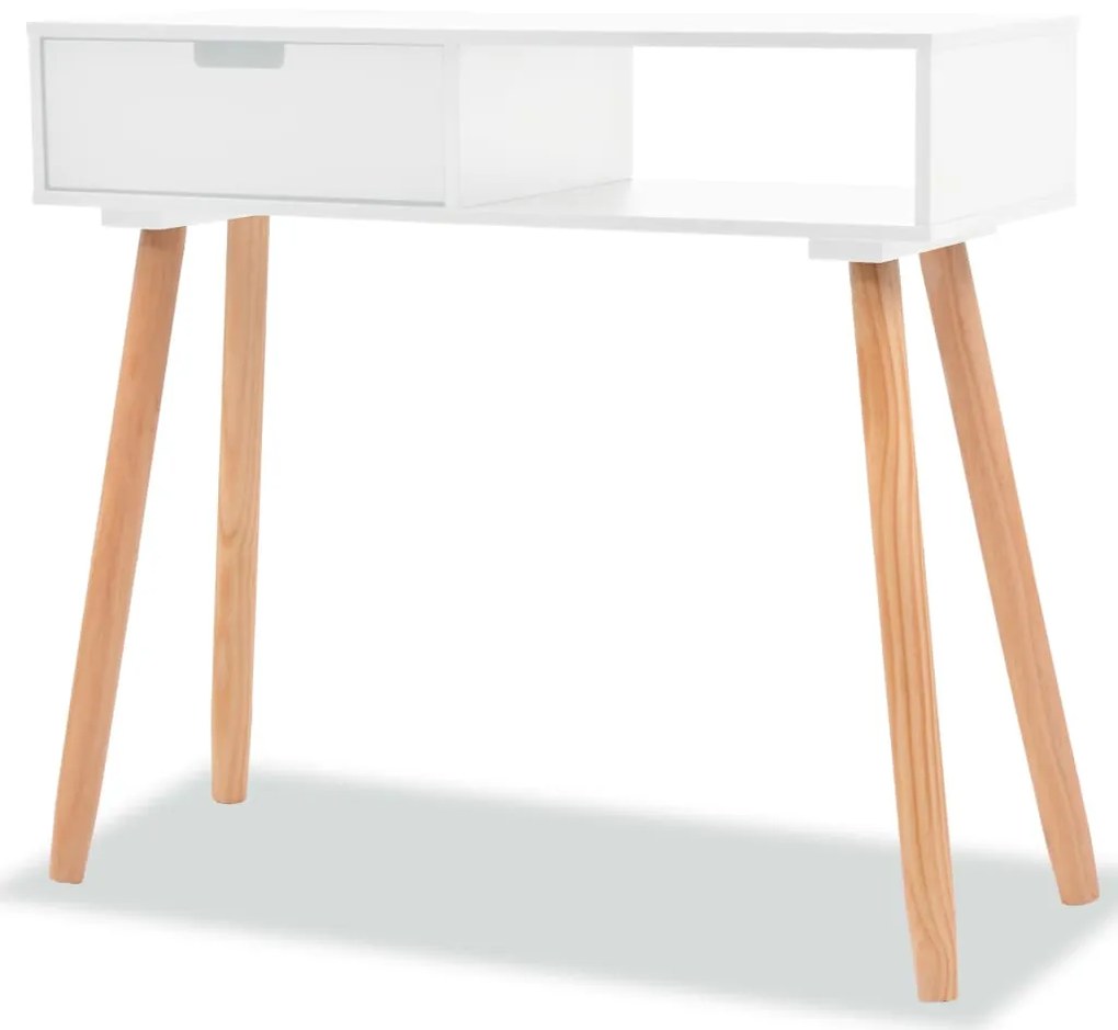 vidaXL Biely prístavný stolík z masívneho borovicového dreva, 80x30x72 cm