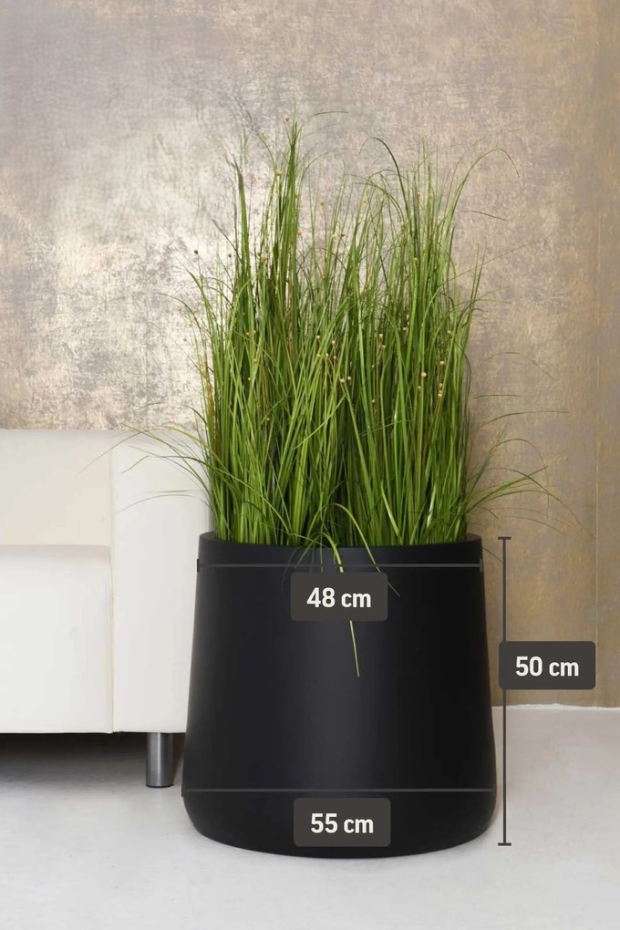 Kvetináč VEKRA, sklolaminát, výška 50 cm, čierna