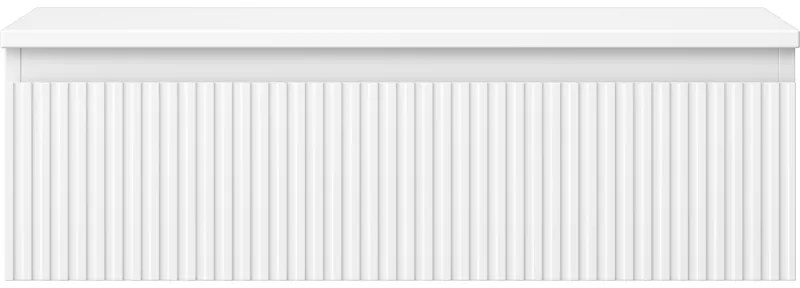 Mexen Rivel, kúpeľňová skrinka 80 cm s pracovnou doskou, 1 zásuvka, drážkovaná, biela matná, 91A20-08023-1-BFC01