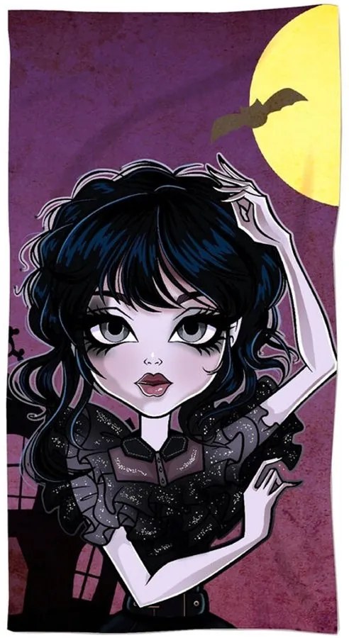 Bavlnená plážová osuška Wednesday Addams - 100% bavlna - 70 x 140 cm