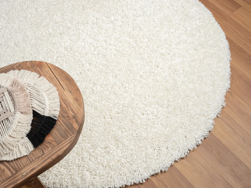 Kusový koberec My Shaggy creme kruh, 150x150 (priemer) kruh, biela, chodba / predsieň, My Flair