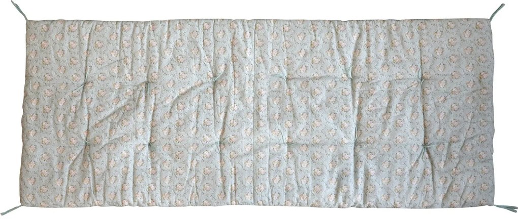 Zelený kvetovaný podsedák s výplňou na lavici so strapcami MIP - 180 * 70 cm