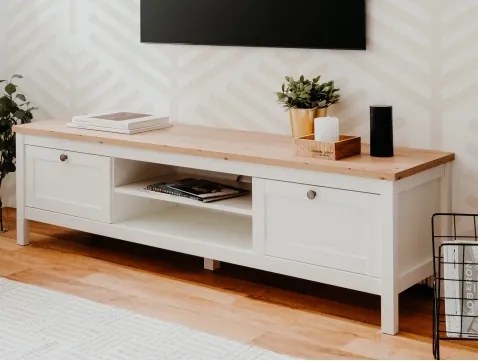 TV skrinka Bergen, biela/dub artisan%