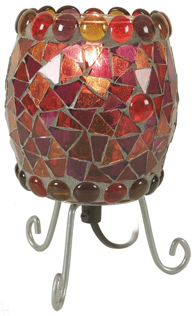 Stolná lampa Enya so sklenenou mozaikou, červená