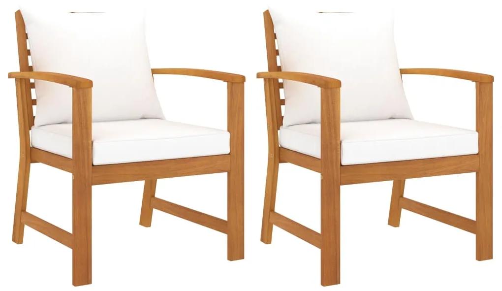Záhradné stoličky 2 ks s krémovými podložkami akáciový masív 318340