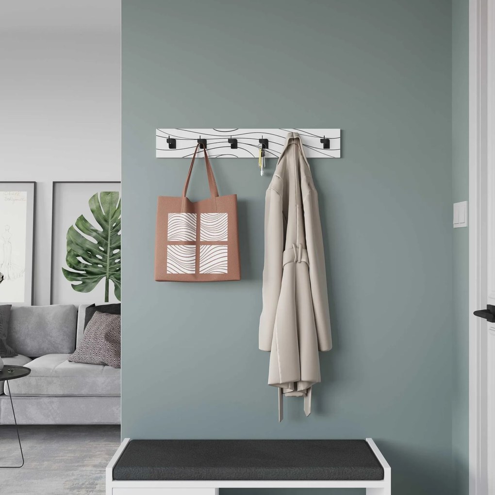 Nástenný vešiak Houseland FLOW 63 cm bielo-čierny