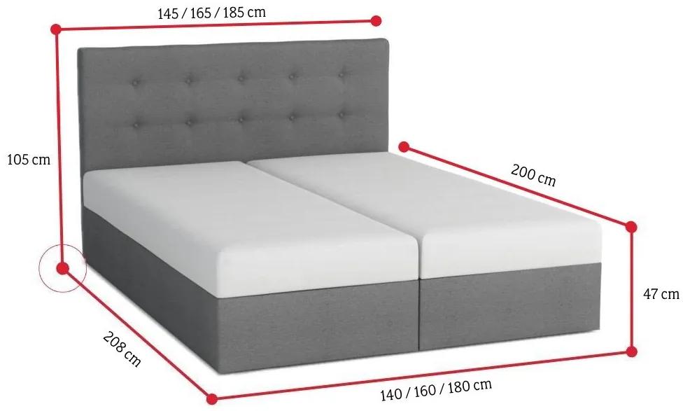 Čalúnená posteľ LAKE 2 + rošt + matrac + topper, 140x200, Cosmic 10