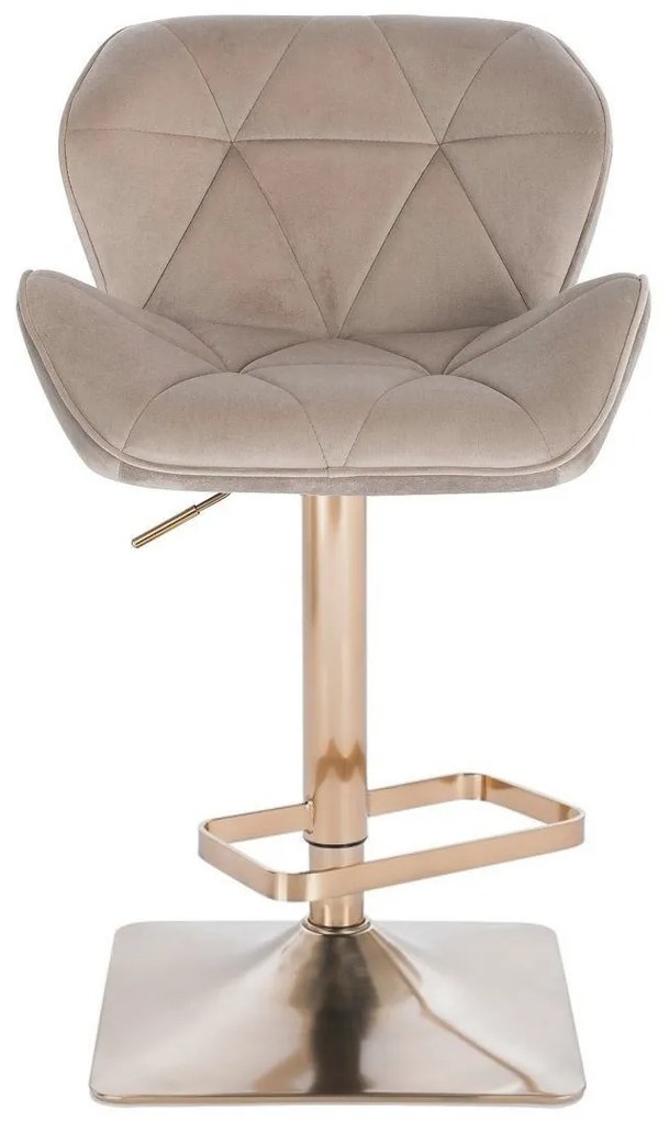 LuxuryForm DESIGN Barová stolička MILANO VELUR na zlatej hranatej podstave - latte