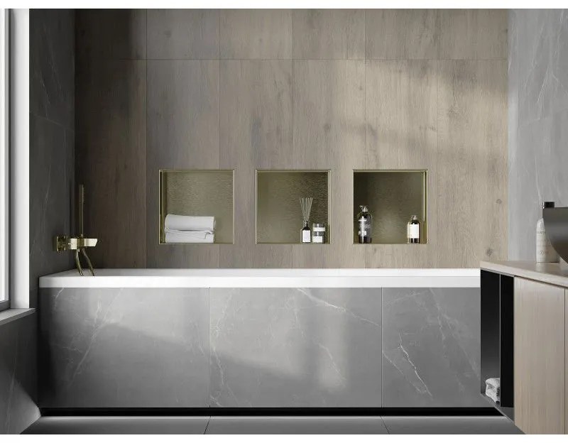 Mexen X-Wall-NR, polička na zapustenie pod obklad bez goliera 30 x 30 cm, zlatá lesklá, 1951303010