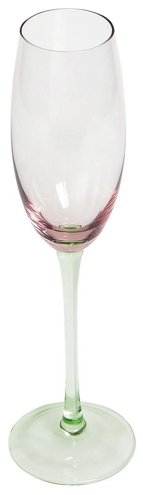 Sada 4 úzkych pohárov na šampanské 200 ml ružovo-zelená DIOPSIDE Beliani
