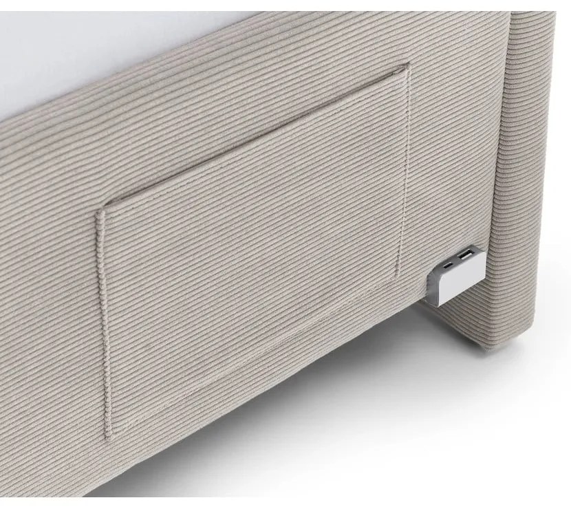 Béžová čalúnená rohová detská posteľ s úložným priestorom s roštom 90x200 cm Cool – Meise Möbel