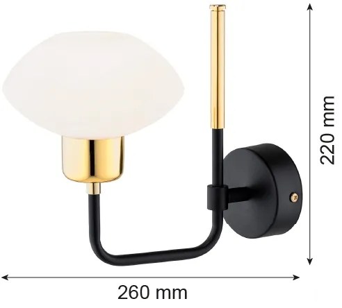 Argon 8032 - Nástenná lampa RAVELLO 1xE14/15W/230V čierna/zlatá