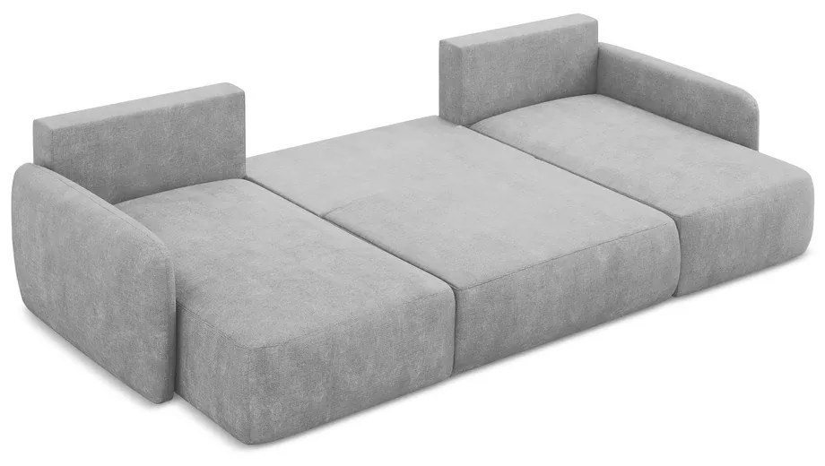 Svetlosivá ženilková rozkladacia/s úložným priestorom rohová pohovka (do tvaru "U") Lilo – Makamii