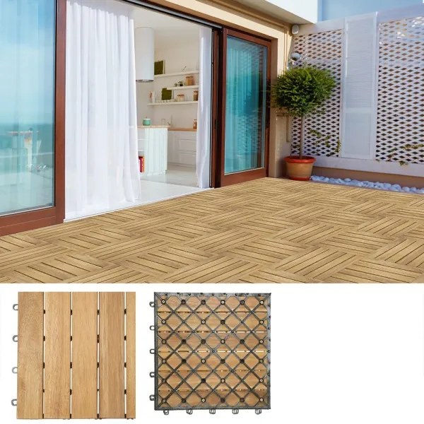 Drevené akáciové dlaždice s rozmermi 30x30cm sada 33 kusov