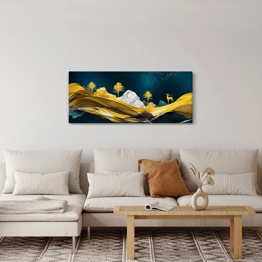 Obraz - Jeleň v krajine (120x50 cm)