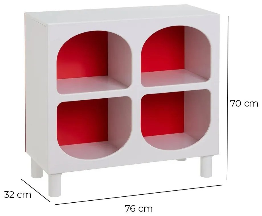 Červeno-biela knižnica 76x70 cm – Casa Selección