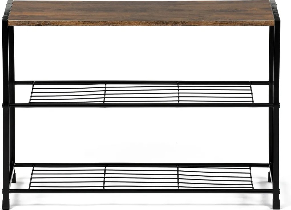 Skrinka na topánky s 2 policami, staré drevo