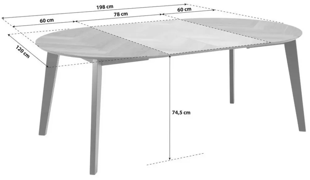 Jídelní rozkládací stůl Georgetown 120/198 cm z masivu dub přírodní/černý