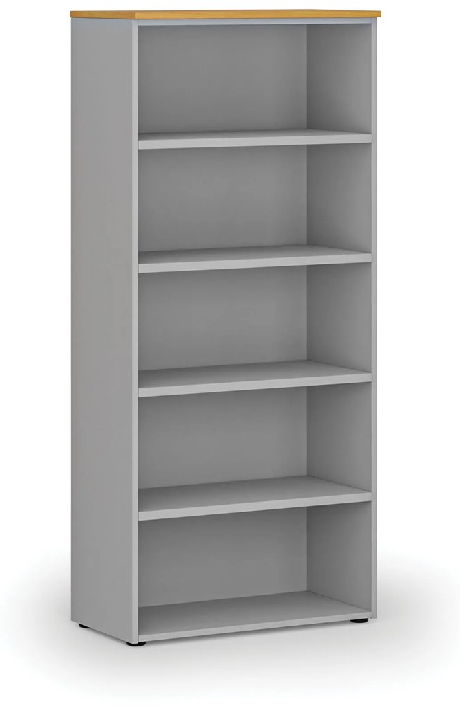 Kancelársky regál PRIMO GRAY, 1781 x 800 x 420 mm, sivá/buk