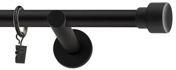 Dekorstudio Garniža jednoradová SLICK čierna matná 19mm Dĺžka: 360cm, Typ uchytenia: Držiak otvorený, Typ príslušenstva: Krúžky tiché so štipcami