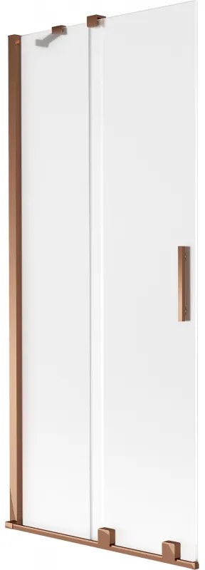 Mexen Velar, 2-krídlová posuvná vaňová zástena 85 x 150 cm, 8mm sklo námraza, ružové zlato, 896-085-000-31-60