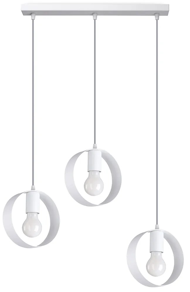 Závesné svietidlo Titran 3, 3x biele kovové tienidlo