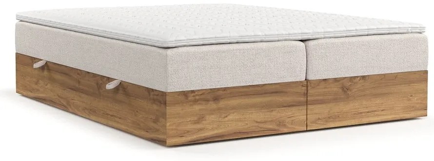 Boxspring posteľ s úložným priestorom 140x200 cm v prírodnej farbe/svetlohnedá Faro – Maison de Rêve