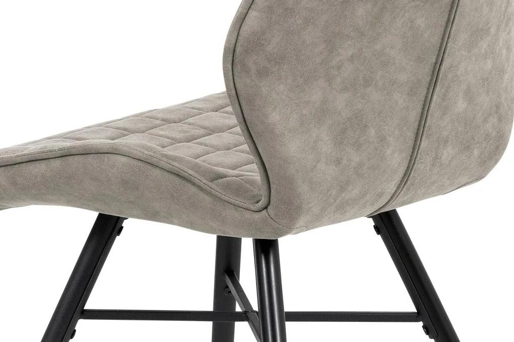 Autronic -  Jedálenská stolička HC-444 LAN3, lanýžová látka vintage, kov čierny matný