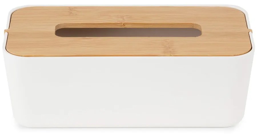 Biely box na vreckovky s bambusovým vekom Compactor Basic