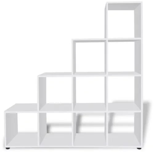 vidaXL Regál na knihy/policový regál v tvare schodov 142 cm, biely-