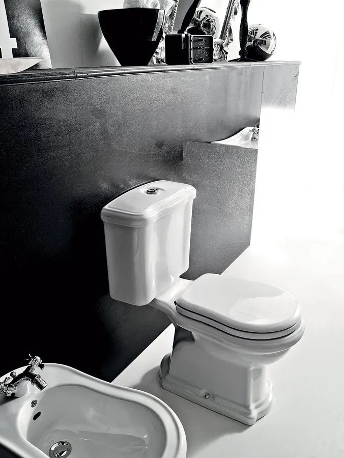 Kerasan, RETRO WC misa s nádržkou, spodný odpad, biela-chróm, WCSET15-RETRO-SO