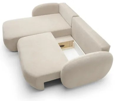 Rohová rozkladacia sedacia súprava v tvare L s úložným priestorom OLBIA, ľavé prevedenie, béžová