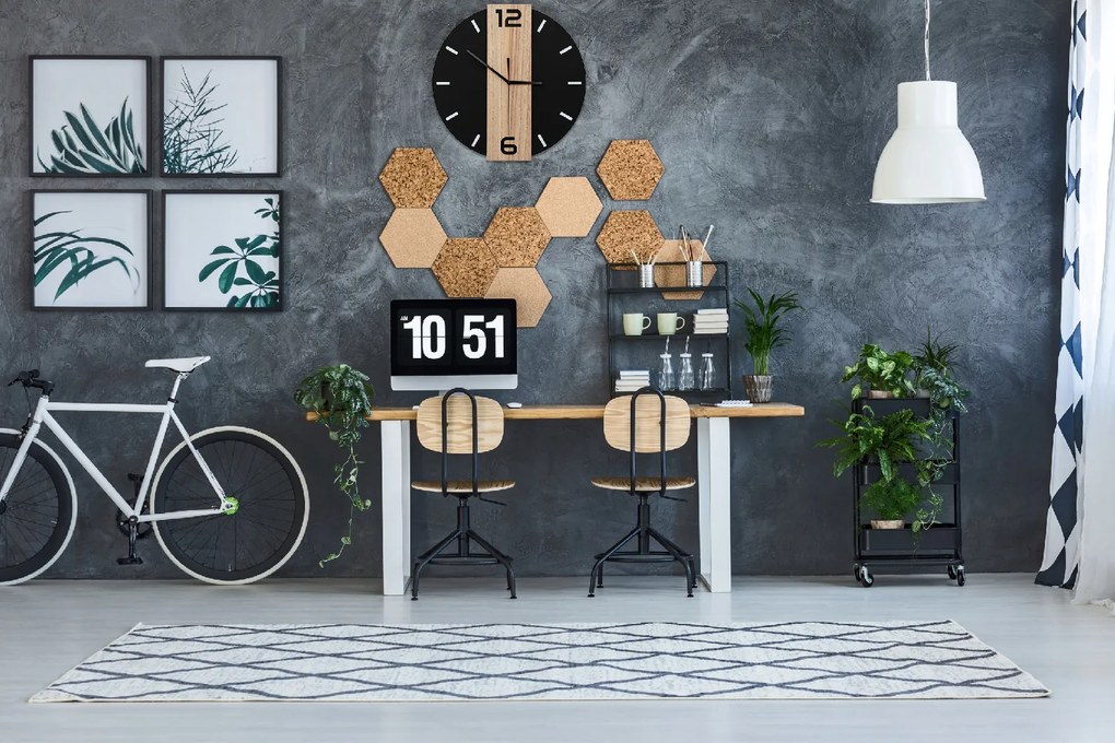 Tutumi Tutumi, okrúhle nástenné hodiny 35 cm kovové / drevené MC70901, čierna-hnedá, ZEG-08742