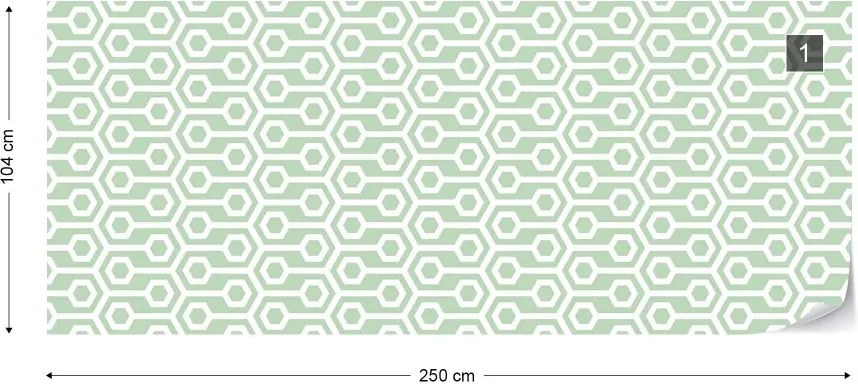 Fototapeta GLIX - Green Geometric Retro Pattern + lepidlo ZADARMO Vliesová tapeta  - 250x104 cm